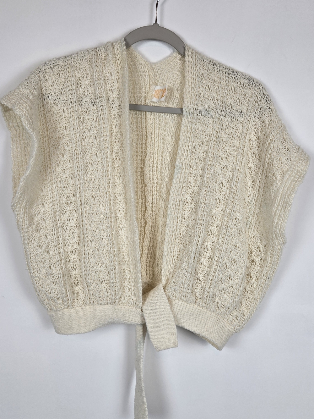 Vincente Vintage Lacy Retro 80s Open-Knit Tie-Front Women's Sweater